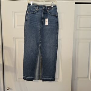 Express Women's Classic Blue Denim High Front Split Skirt NWT